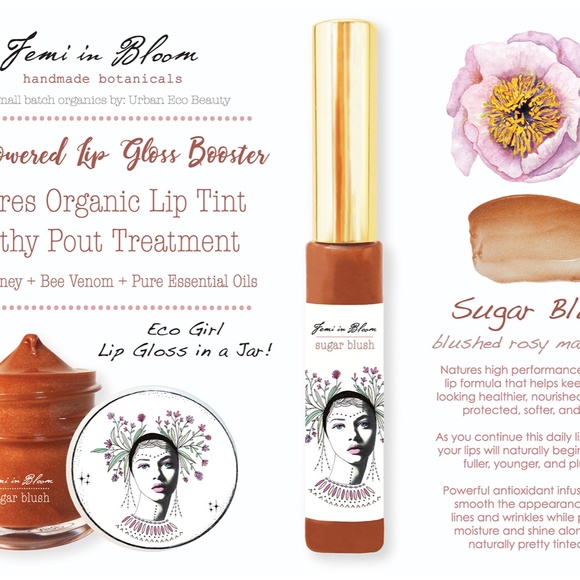 Rosy Mauve Sheer Tint Organic Lip Gloss Plumper Treatment - Picture 7 of 15